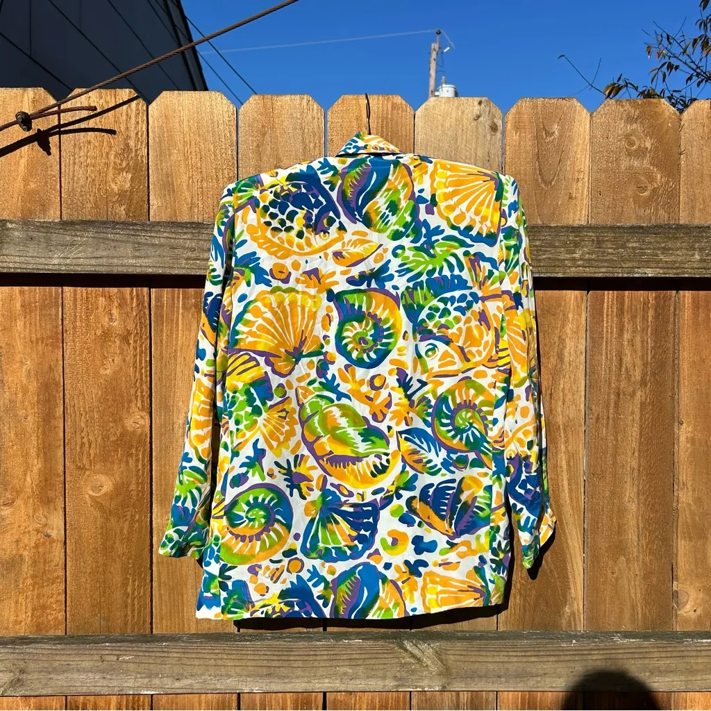 Vintage 80s Cedars Silk Oversized Blazer size medium shell nautical whimsy White - Image 8