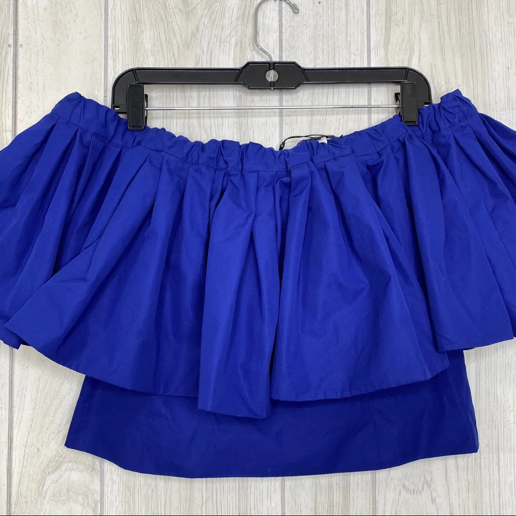 NEW Oscar De La Renta Cotton Off The Shoulder Top in Blue size 8 NWT - Image 5