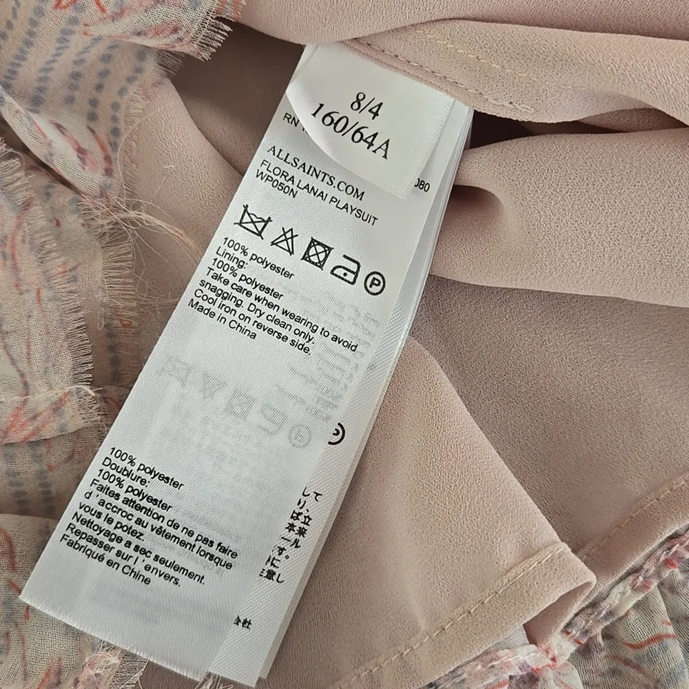 Allsaints Pastel Floral Flora Lanai Playsuit / Romper – Size 4 - Image 8