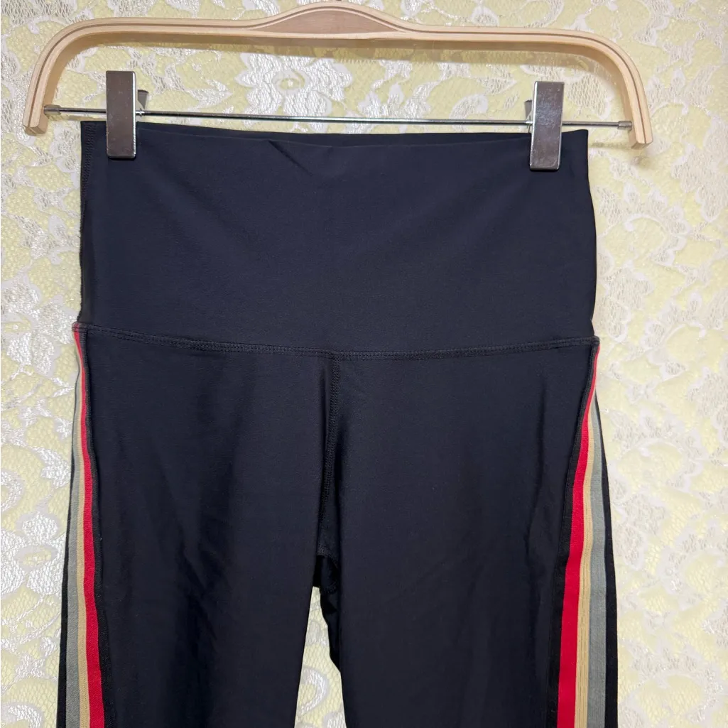 Spiritual Gangster Black Leggings with Red yellow green Rasta Stripes small euc - Image 4