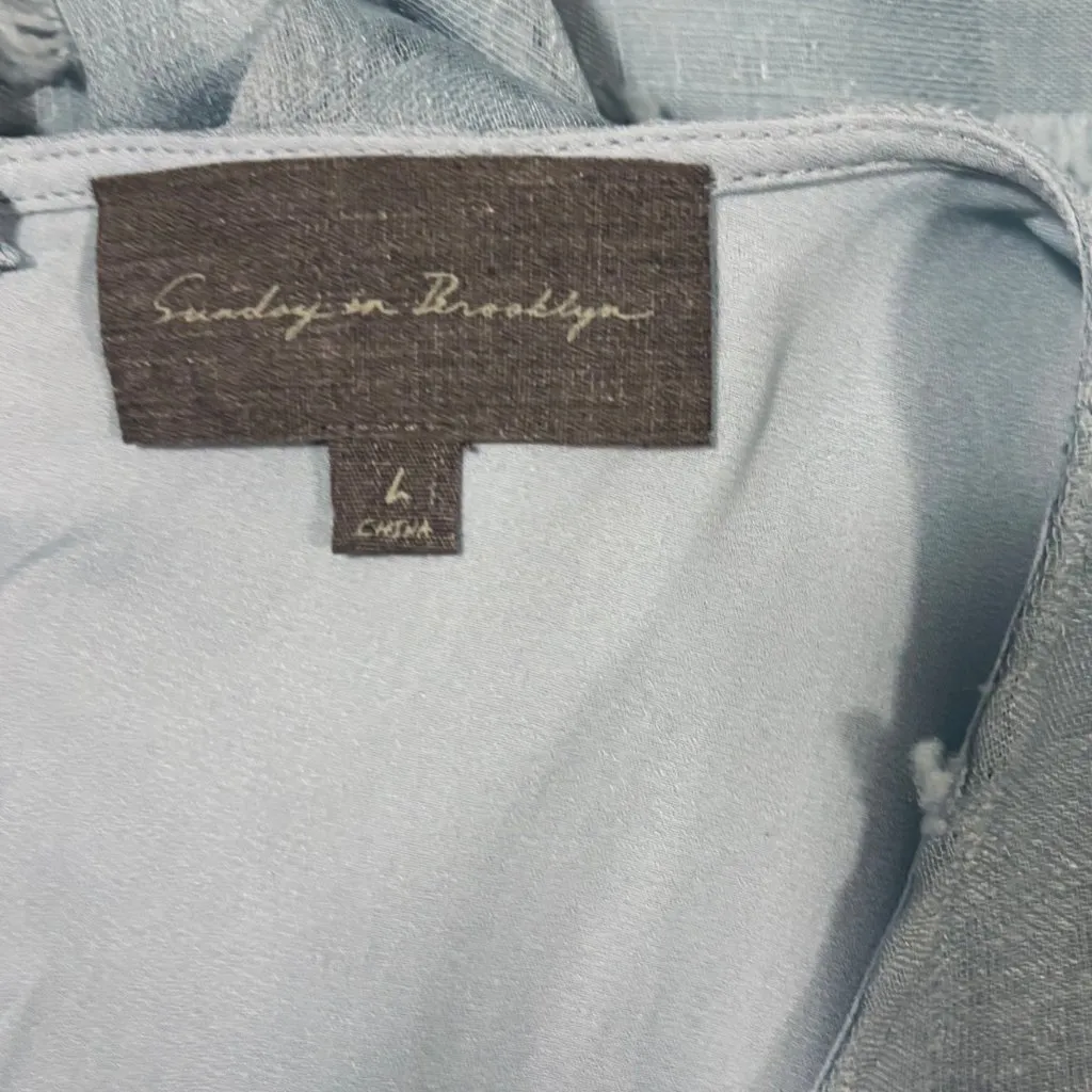 Anthropologie Sunday In Brooklyn Glenda Textured Sky Blue Dress Size L - Image 8