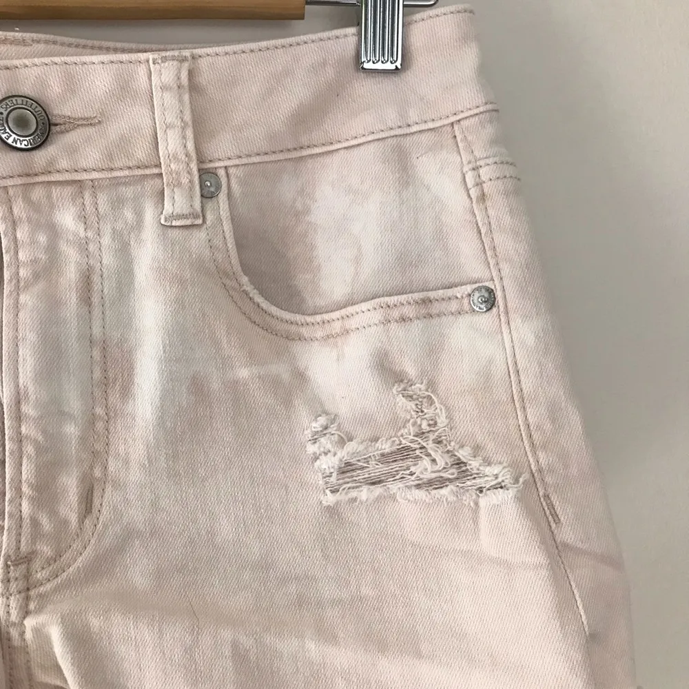 American Eagle AE Pink Tie Dye Hi Rise Shortie Ripped distressed jean shorts 8 - Image 73