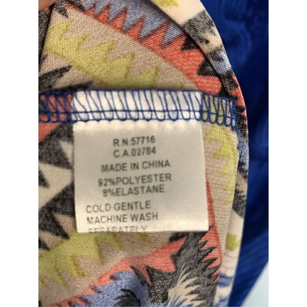 Papillon Women's Geometric Strapless Slip On Long Dress Blue Size XL - Image 5