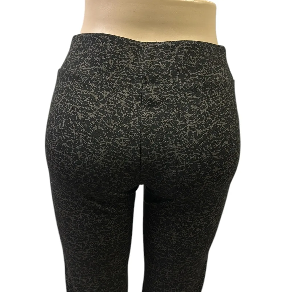 LG Lena Gabrielle Black Print Straight Leg Mid Rise Stretch Pants Leggings 4 - Image 4