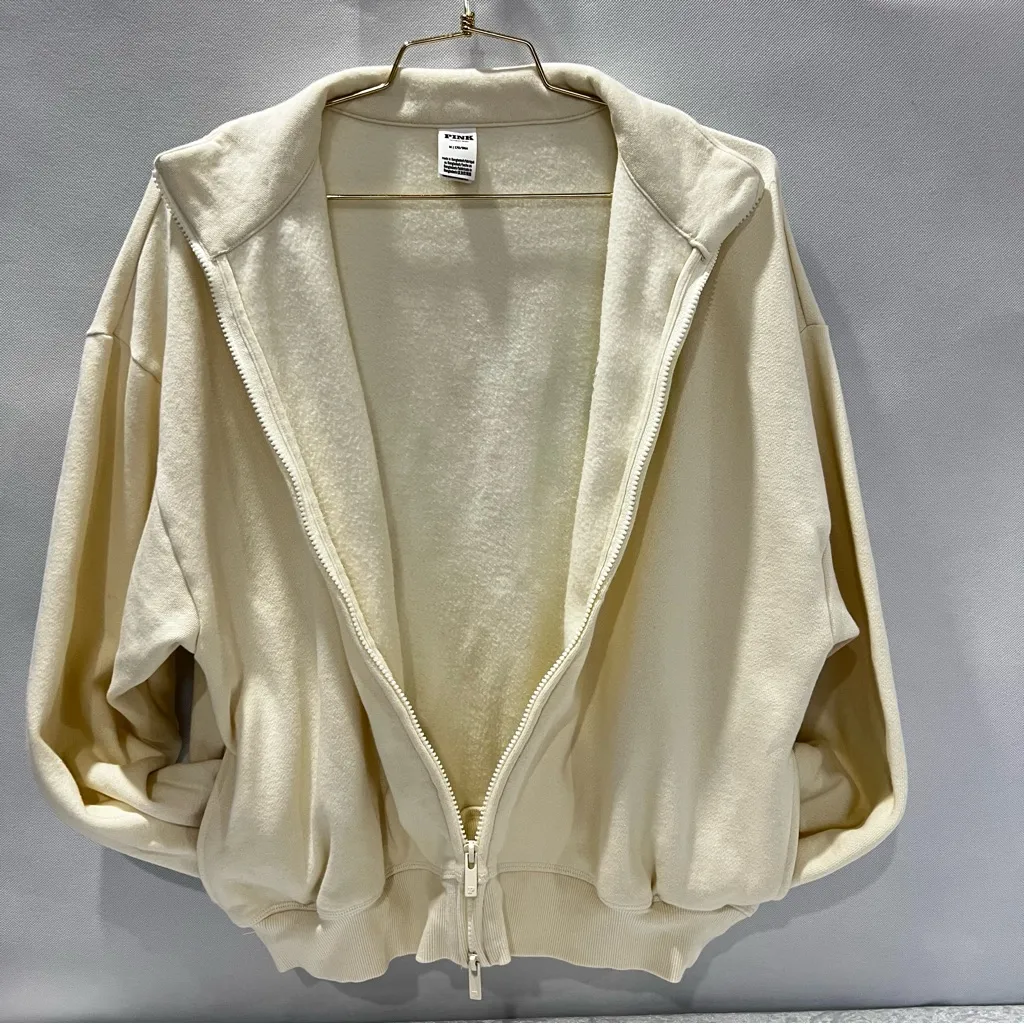 Pink Victoria Secret Ivy Full Zip Fleece Mock Neck Sweatshirt Size Medium Jacket - Image 14