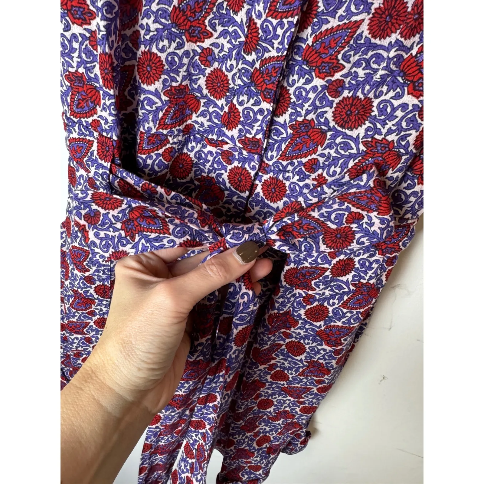 XIRENA Romper Women Small Red Blue Floral Cotton‎ Belted Grady NWT Boho Luxury - Image 12