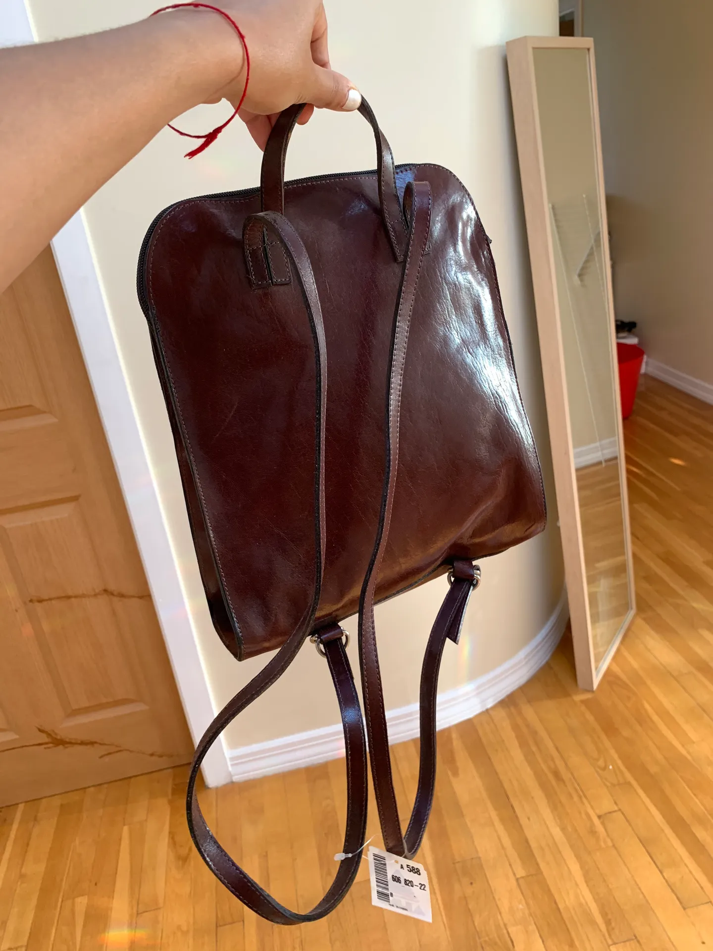 Vintage Y2K Leather Backpack Brown - Image 3