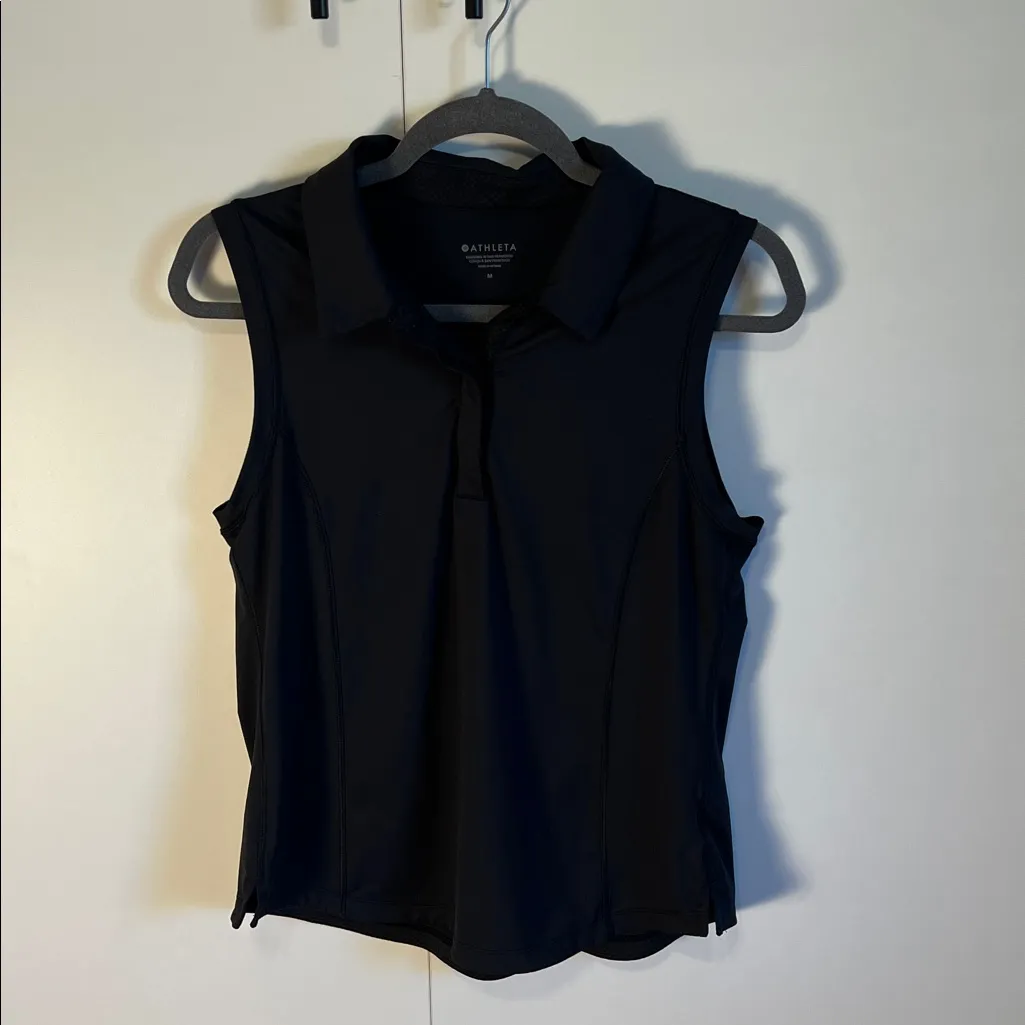 Athleta Advantage Black Sleeveless Polo Tank Top Size Medium - Image 3