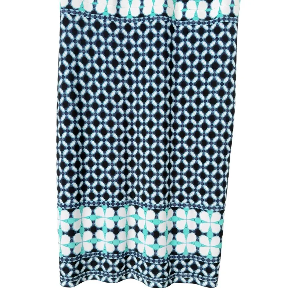 Joseph‎ Ribkoff Blue Geo Print Sheath Midi Dress V-Neck Sleeveless, Size 14 - Image 7