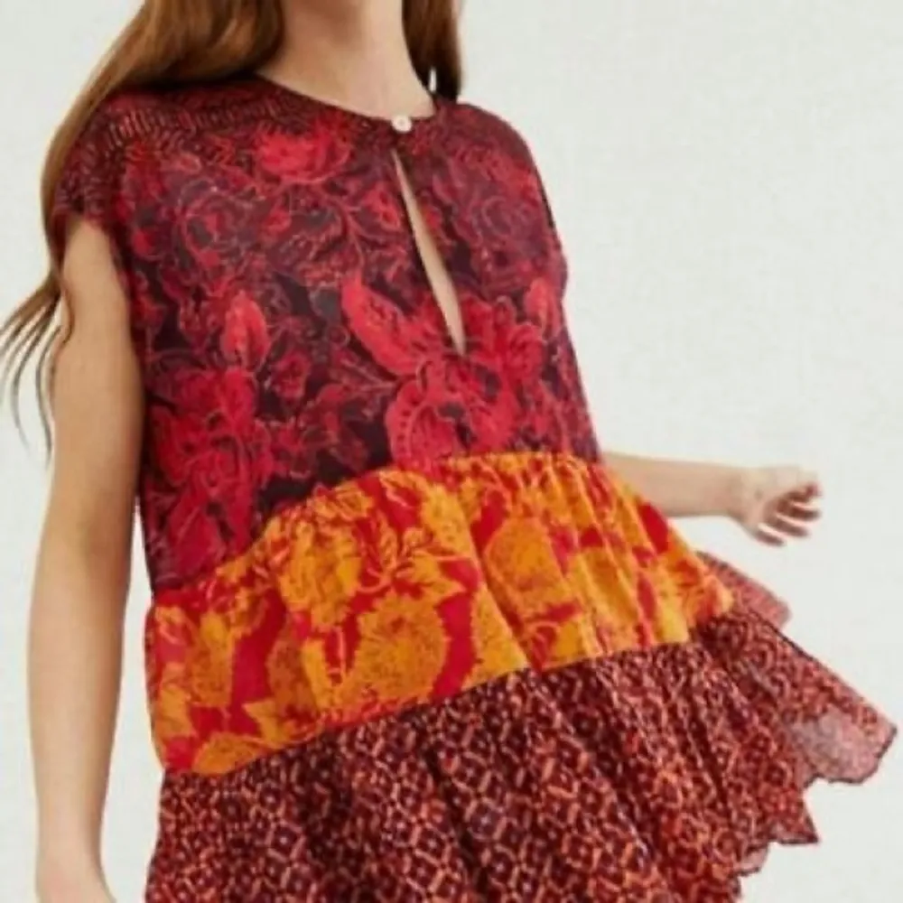 Free People Gotta Have You Tunic Top Cotton Oversized Tiered Sheer Boho Flowy XS - Image 3