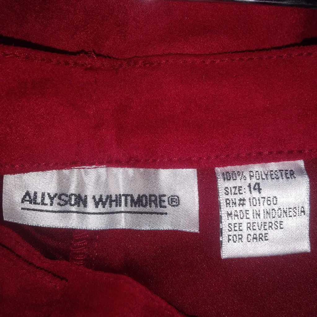 Allyson Whitmore 14W Deep Red Super Soft Suede Look Holiday Pants Plus - Image 4