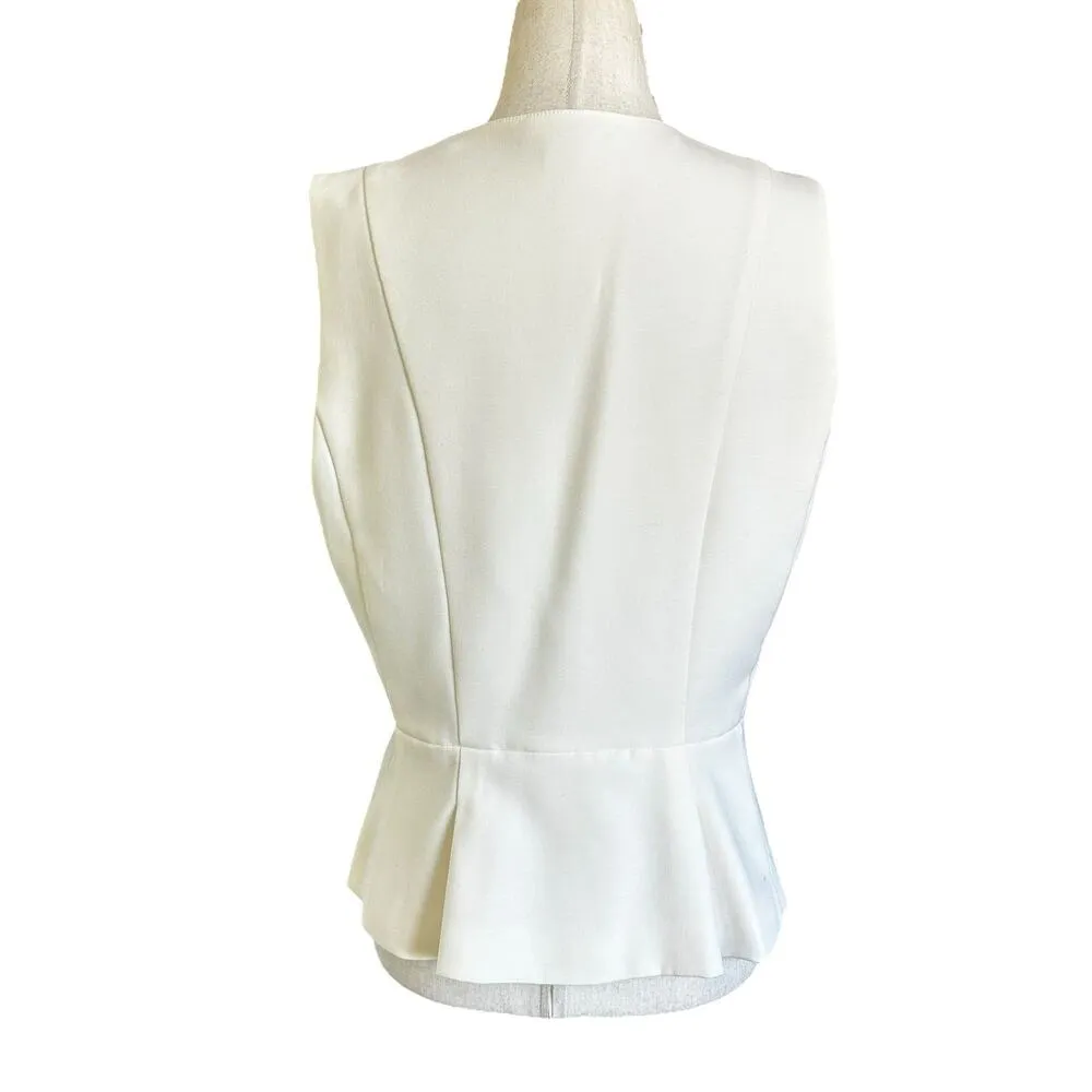 White House Black Market Ivory Lined Vest Blazer Women Size 8 | 43-30 - Image 2
