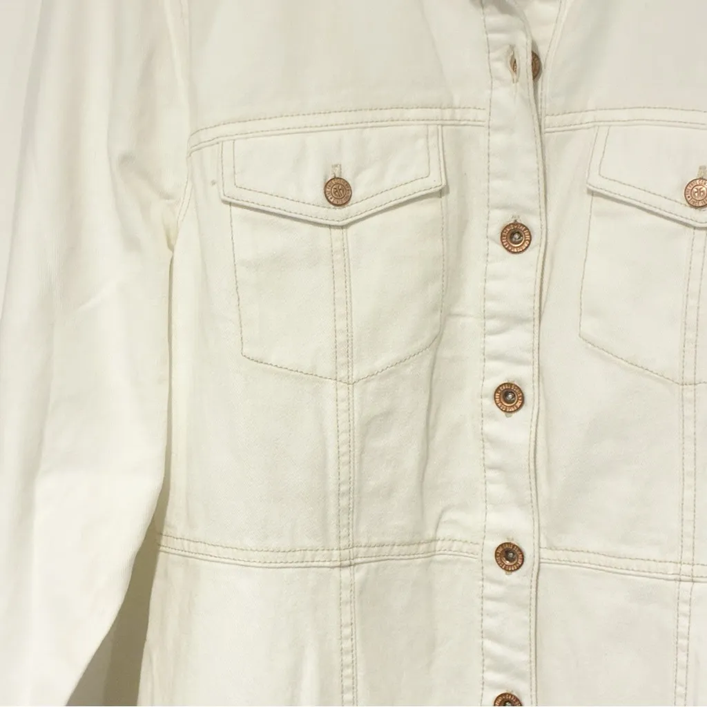 frye white denim dress Frye Women's Size XL White Long Sleeve Denim Button Front Mini Dress - $28