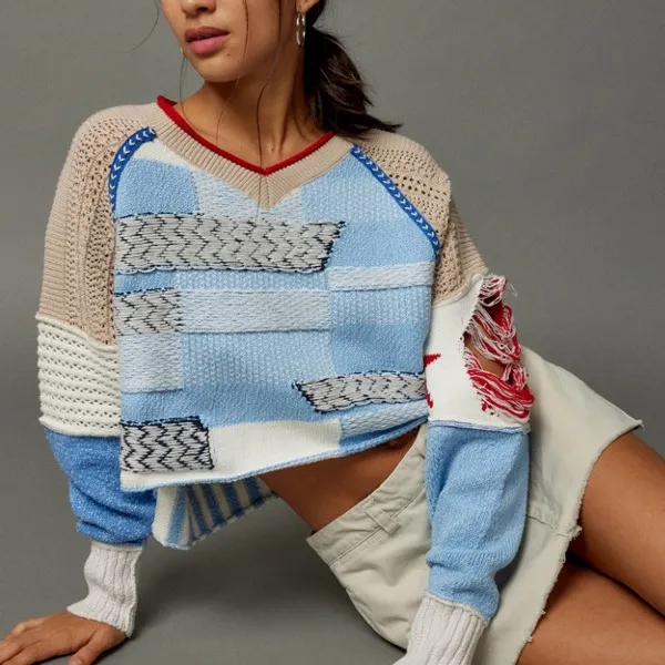 NWOT $149 Urban Outfitter X BDG  Johnny Patchwork Pullover Sweater Small - Image 4