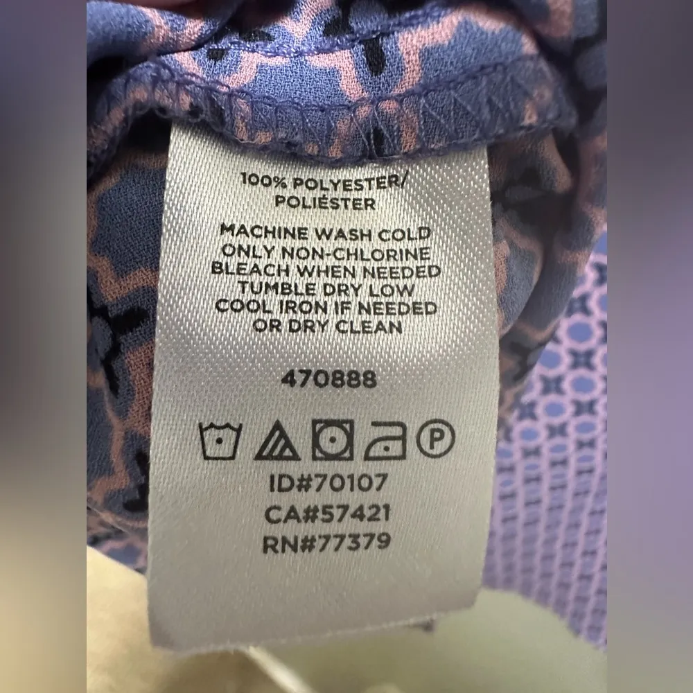 Loft long button sleeve purple print blouse - Image 4
