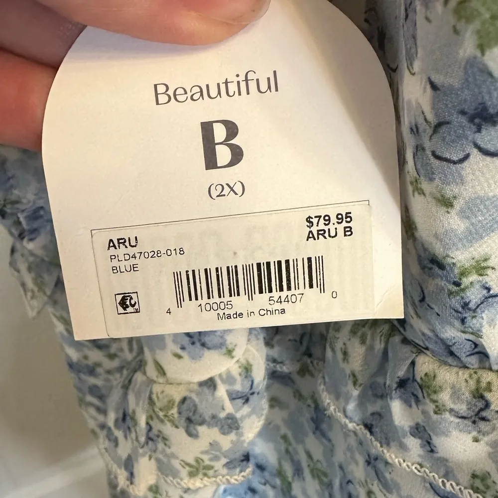 Arula B Short Sleeve Floral Blue Dress Bohemian Flowy Plus Size Altar’d State - Image 4