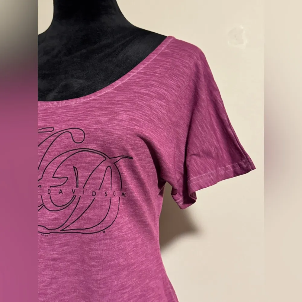 EUC Harley Davidson Purple and Black Akron, Ohio Rubber City Tee size small - Image 3