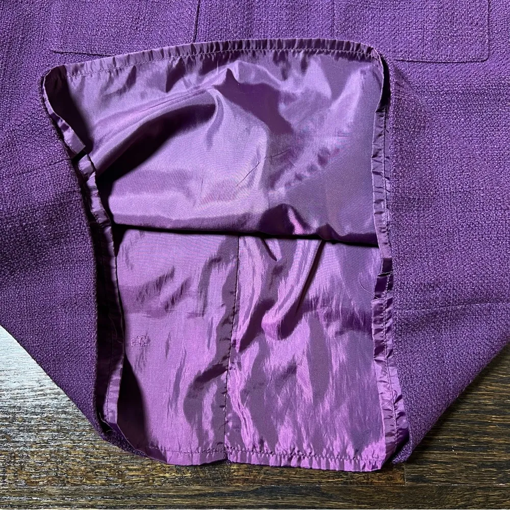 Karl Lagerfeld Paris Purple Tweed Embroidered Sleeveless Sheath Dress - Image 5