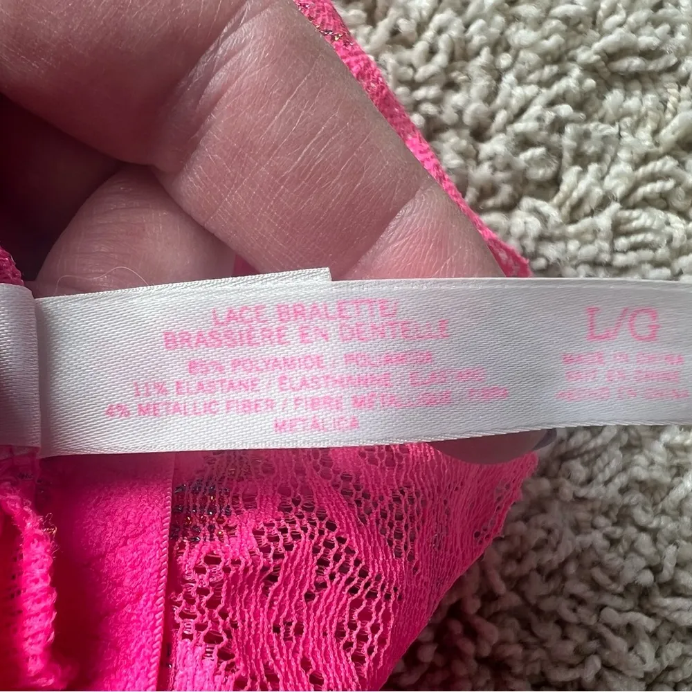 PINK Victoria’s Secret Lace Bralette Size Large Stretchy Wireless Sexy D… - Image 5