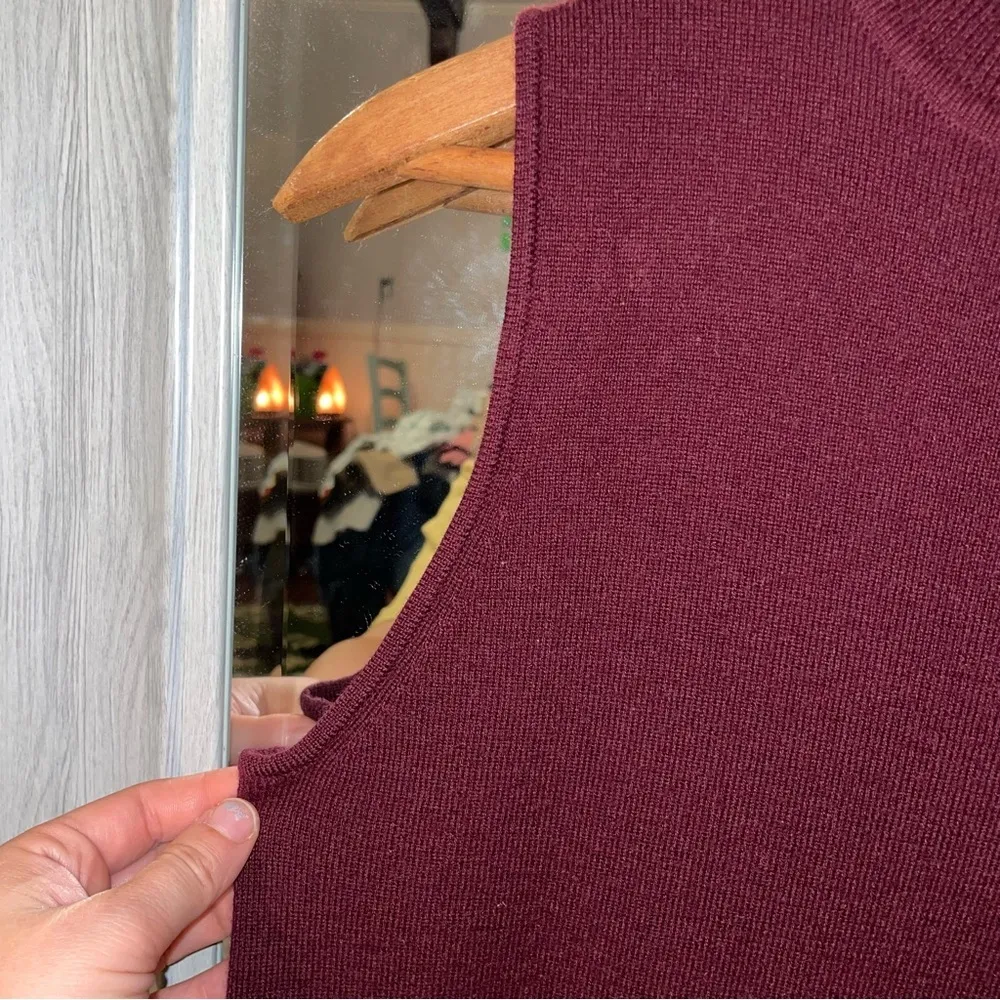 OLD Navy collection red sweater tank top turtleneck mock neck WOOL blend M - Image 4