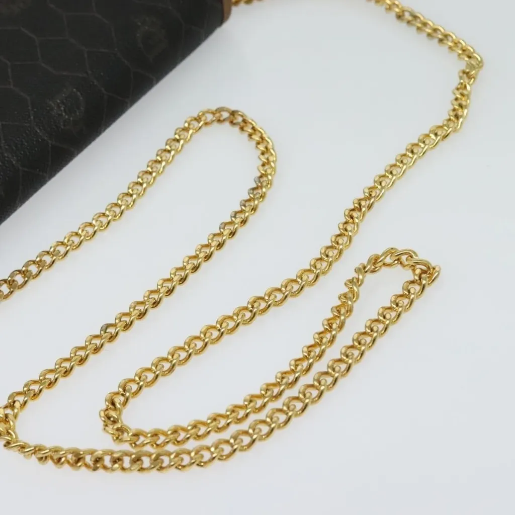 Honeycomb Canvas Chain Shoulder Bag PVC Black Gold Authentic - Image 14