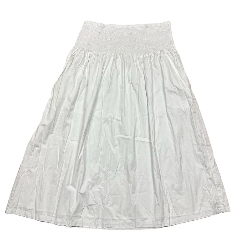 NWT Madewell Women's 2X White Smocked-Waist Poplin Midi Skirt Casual - Image 4