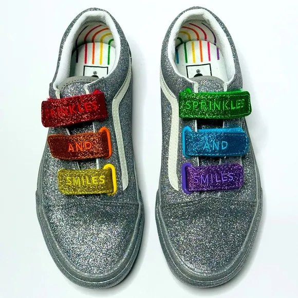 Vans x Flour Shop Old Skool V Glitter Rainbow Skate Sneaker Shoe Size 7 NWOB - Image 2