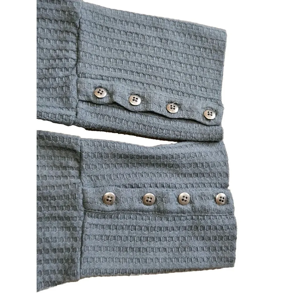 Chaser Waffle Knit Tunic Thermal Top Womens Size XXL Long Sleeve Teal Blue - Image 4