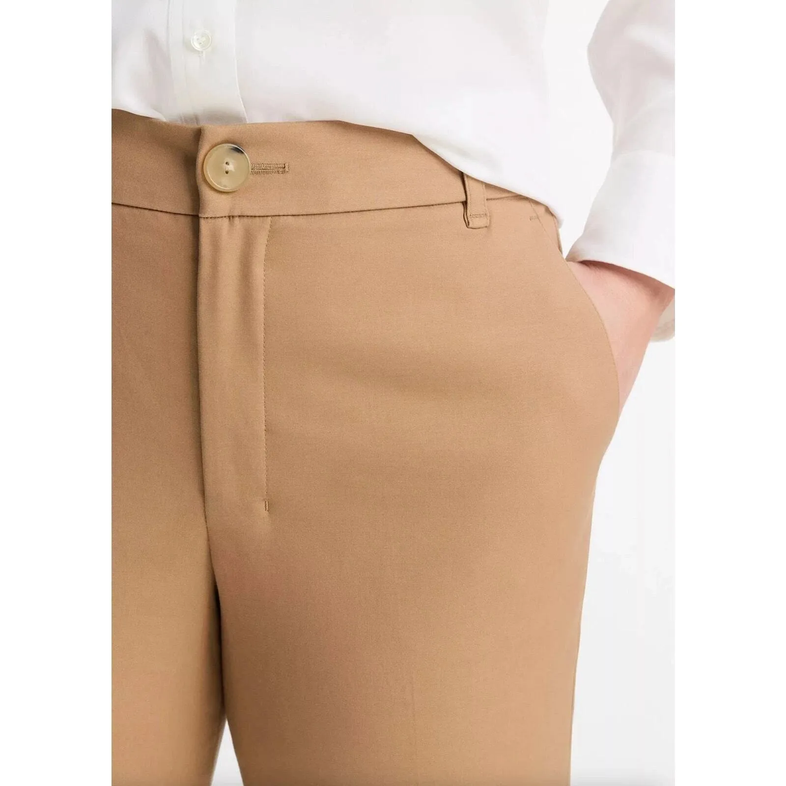 NWT Vince Cigarette Trousers Size 16 Almond Tan Neutral Career‎ Pant Minimalist - Image 3