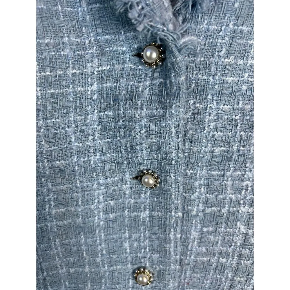 Maeve by Anthropologie Women's Blue Tweed Blazer Mini Dress Size 10 - Image 2