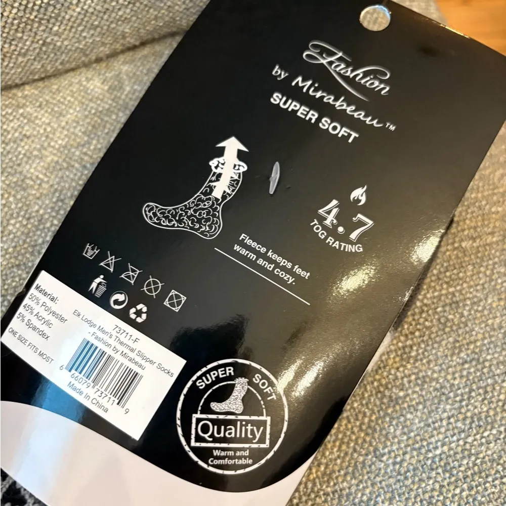 Cozy Black and Gray Nordic Patterned Thermal Knit Slipper socks - Image 4