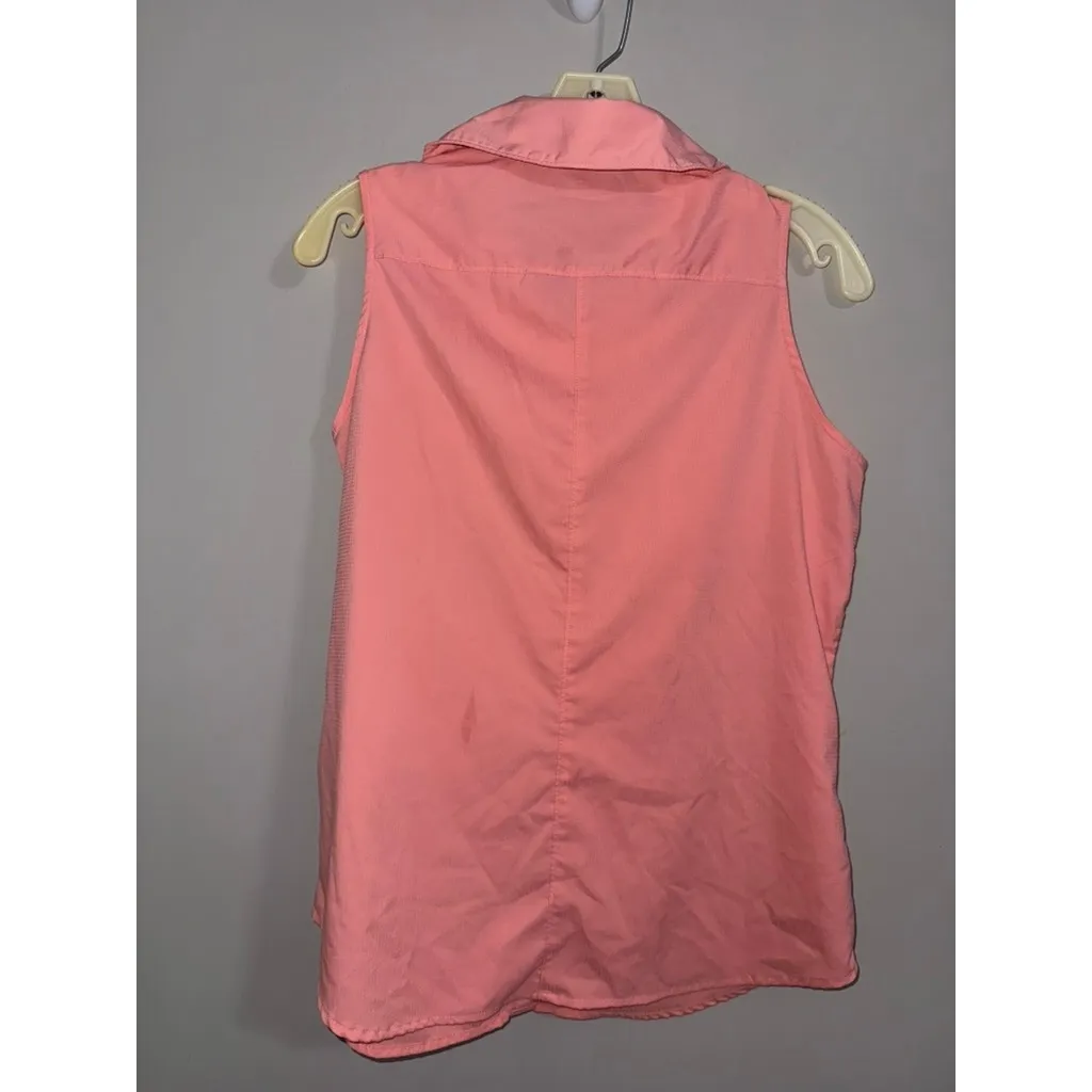 Columbia Pink Sleeveless Button Up Shirt Size M Outdoor Travel Sun Protection - Image 4