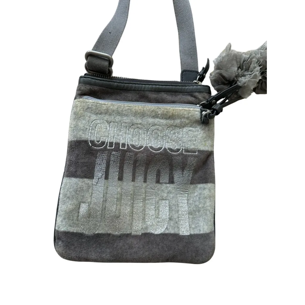 JUICY COUTURE Vintage Gray Striped Crossbody Bag - Image 2