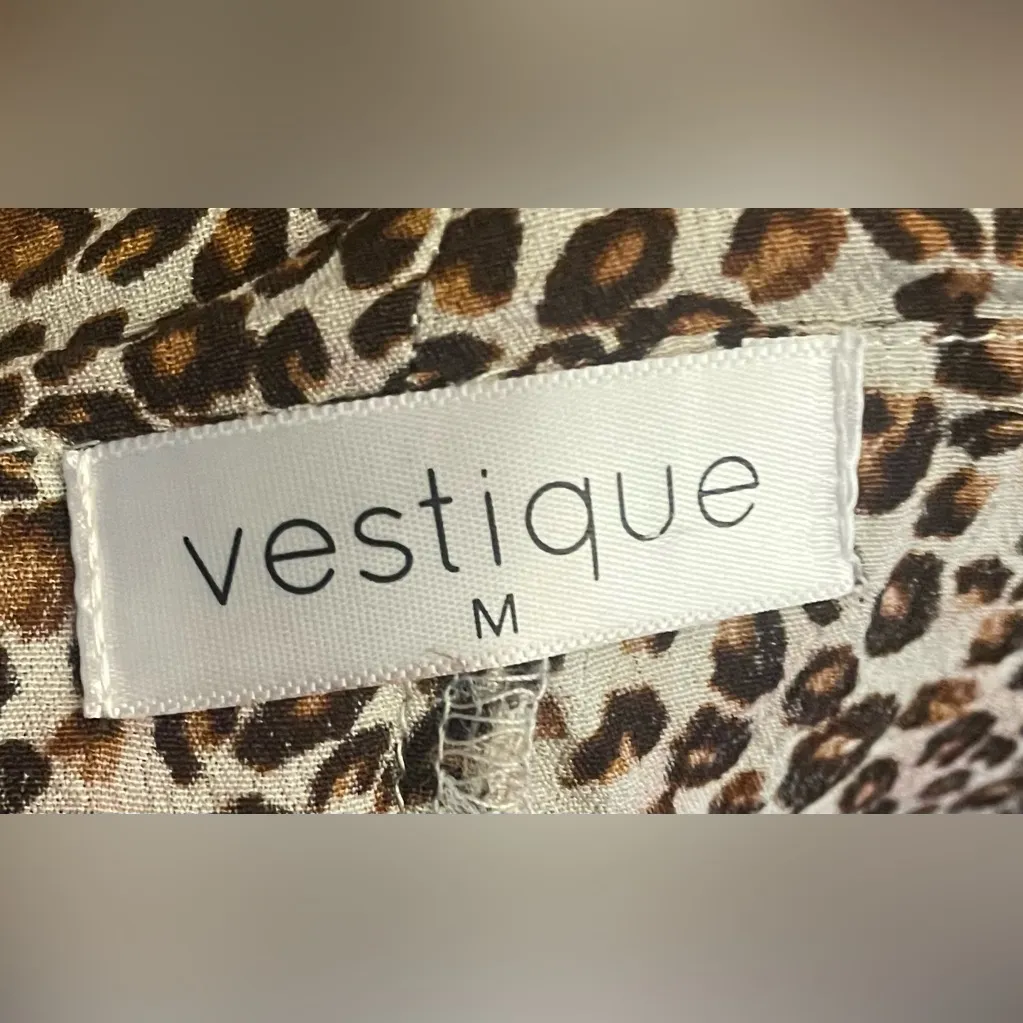 Vestique- Animal Print Ruffle Blouse Size M - Image 4