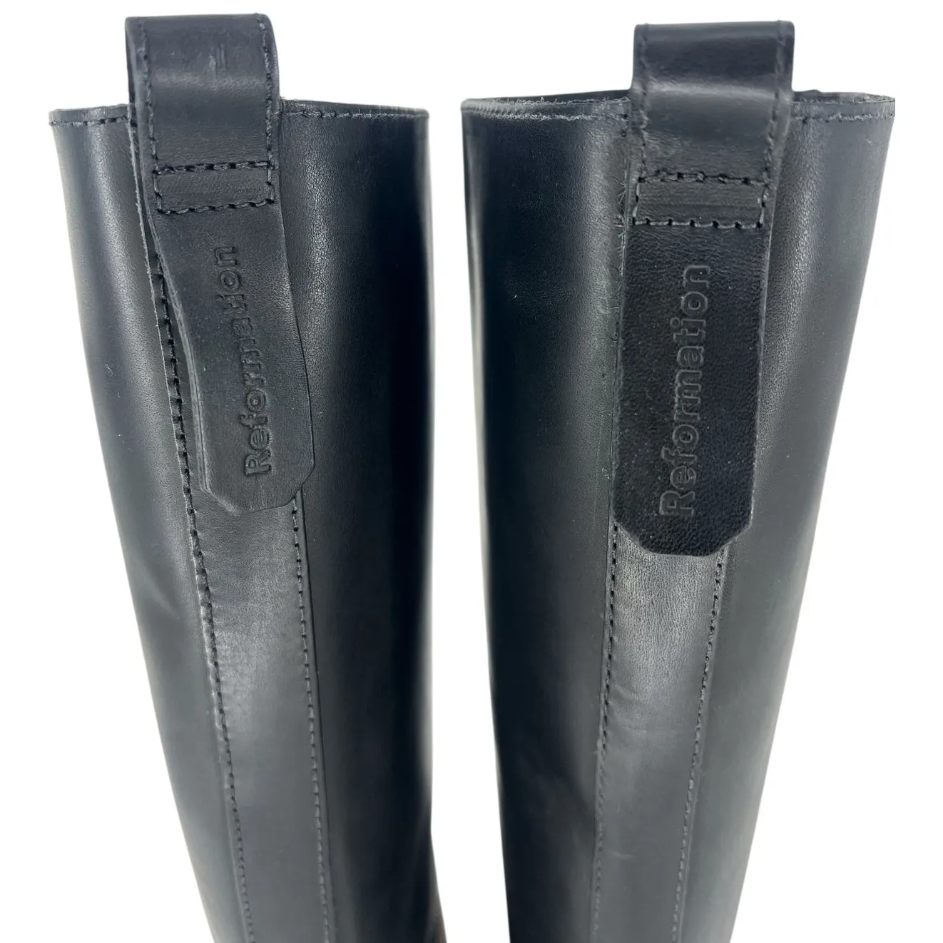 Reformation Kata Black Leather Knee High Bucket Boot - Image 13