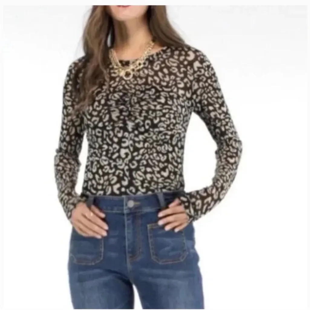 CAbi Mesh Sweetheart Animal Print Blouse - Image 8