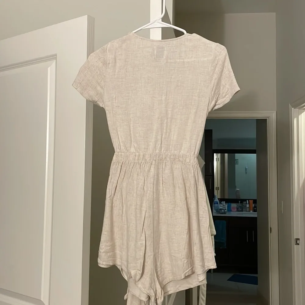 Princess Polly Ragnar Tie Front Romper Beige - Image 14