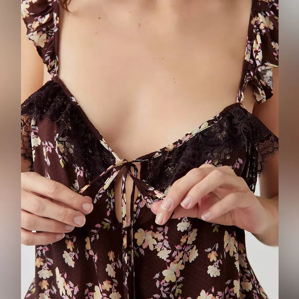 New Intimately Free People Take It Away XL Burgundy Floral Lace Bodysuit - Image 4