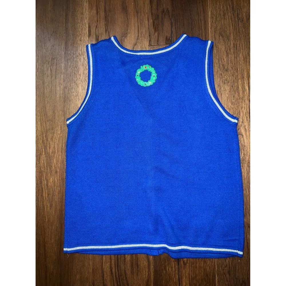 Sweater Vest blue Christmas Size M - Image 2