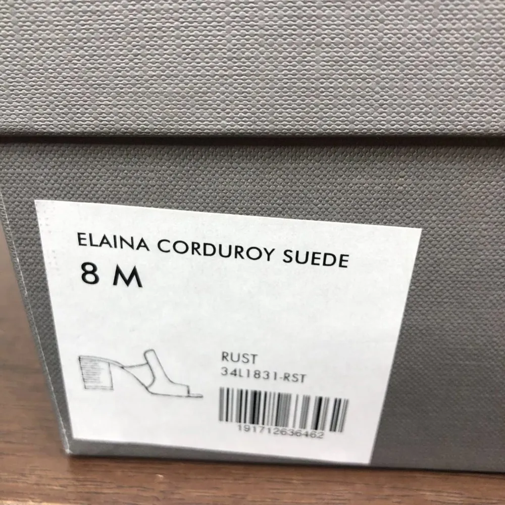 NEW Aquatalia Elaina Corduroy Suede Open Toe Slip On Mules in Rust Women's Sz 8 - Image 9