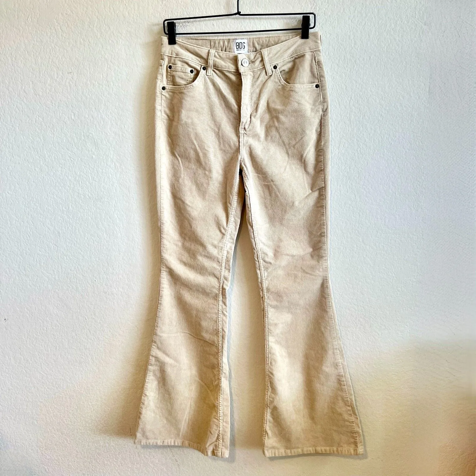 BDG UO Beige Cream Corduroy High Rise Flare Pants Jeans Womens 29 Regular - Image 3