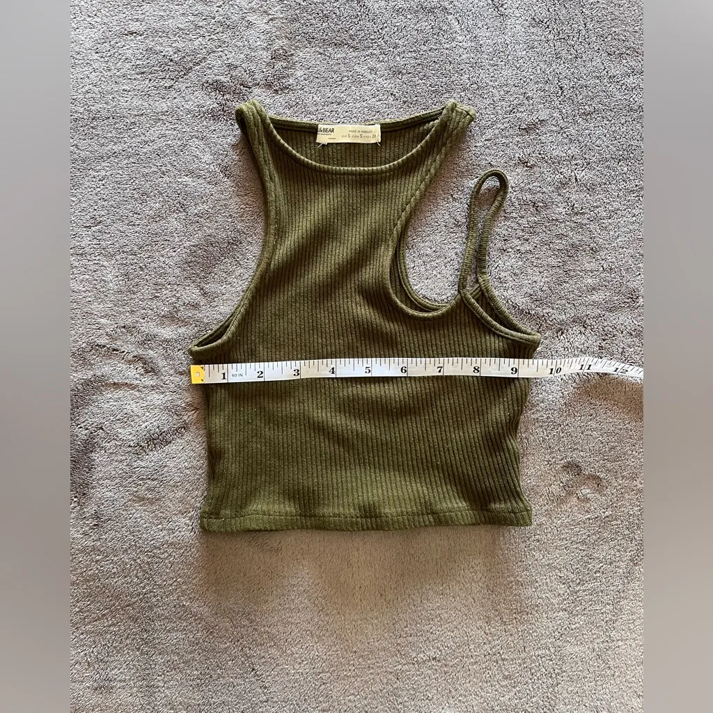 PULL & BEAR Olive Ribbed Super Stretch Shoulder Cut - Image 4