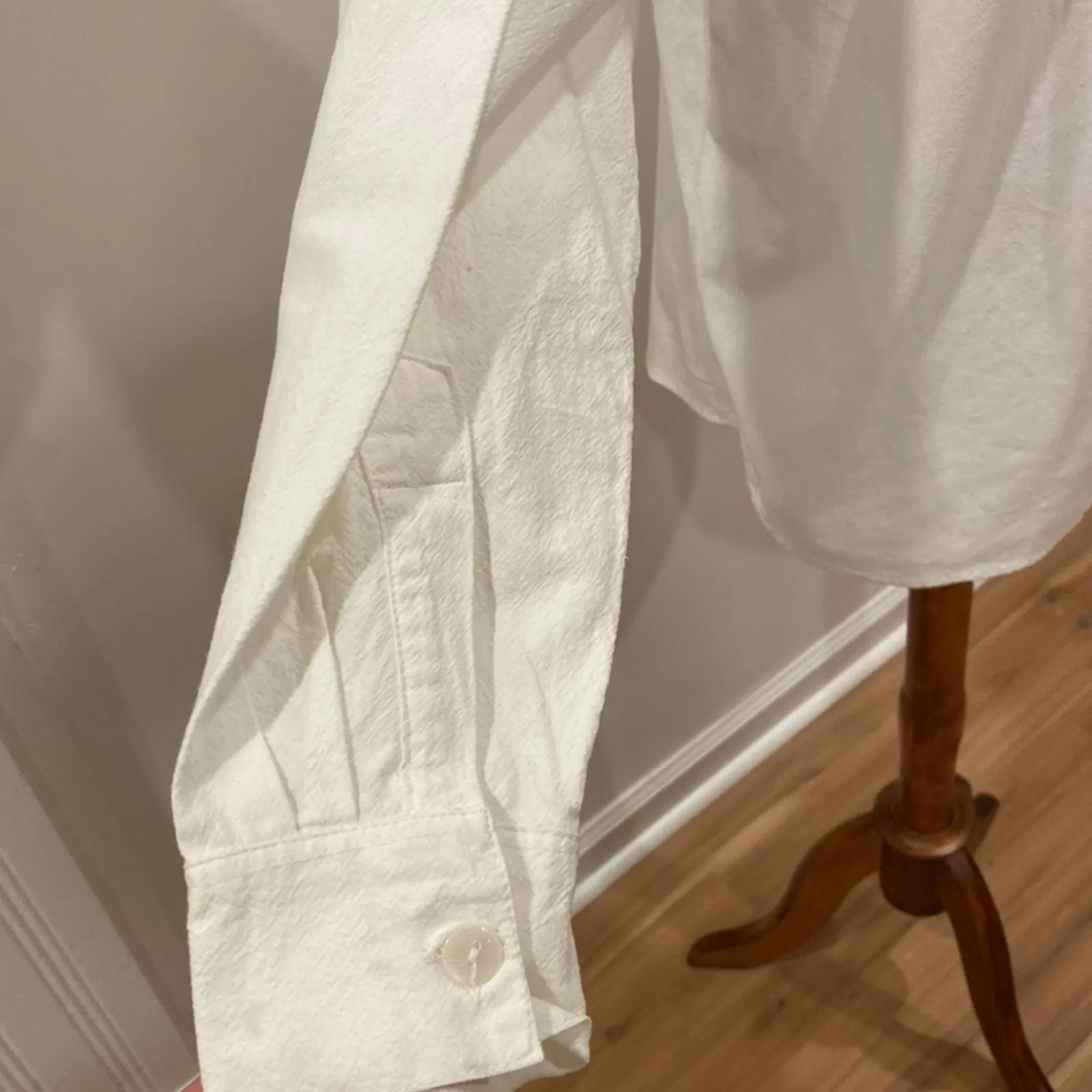 Vintage Womens Shirt Large Western Denim Chambray Embroidered Pearl Sequin Top White - Image 10