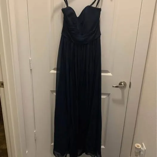 Impression Navy Chiffon Strapless Bridesmaid Dress - Image 3