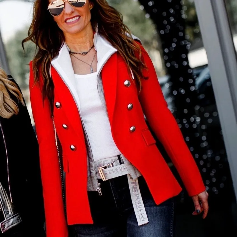 Veronica Beard Red Flame Miller Dickey Jacket Blazer Silver Double Breasted - Image 12