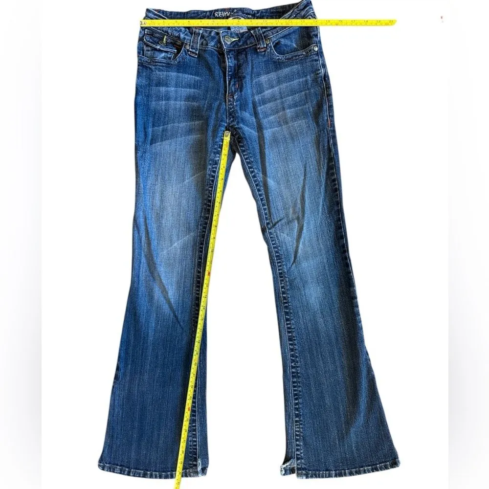 Revolt Jeans Co. Women’s Flare Leg Jeans Back Flap Pockets Size 9 Blue - Image 4