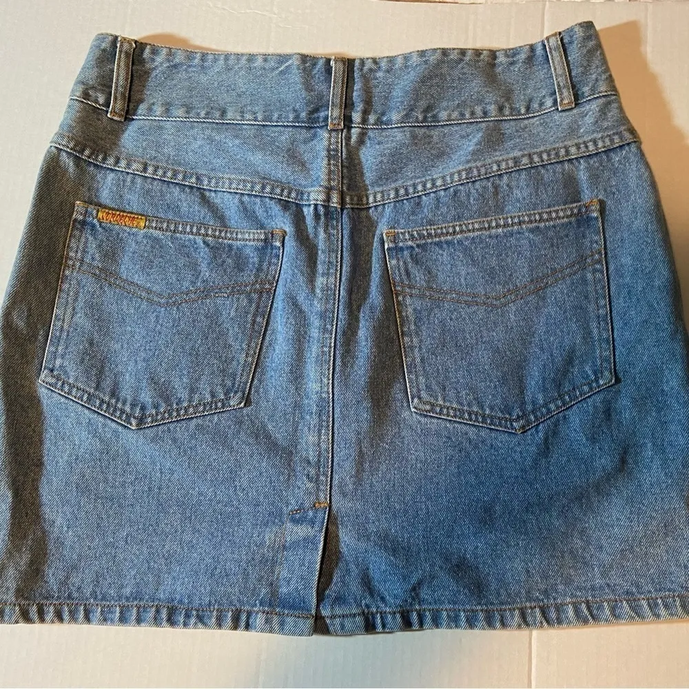 Junior's Vintage Jordache 100% Cotton Mid Wash Blue Denim Mini Skirt Sz 13 14 - Image 8