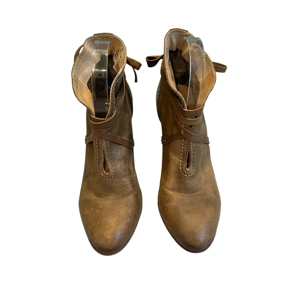 Free People Wrap Around Heel Bootie Leather Taupe - Image 5