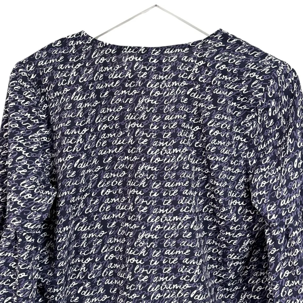 Cabi Navy Blue Te Amo Love Long Sleeve Tunic Top Shirt Womens Size Small - Image 11