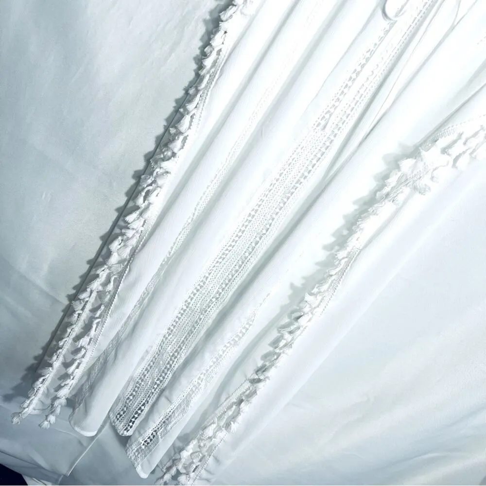 BOHO WHITE LOOSE FIT TASSEL BEACH COVERUP Size undefined - Image 5